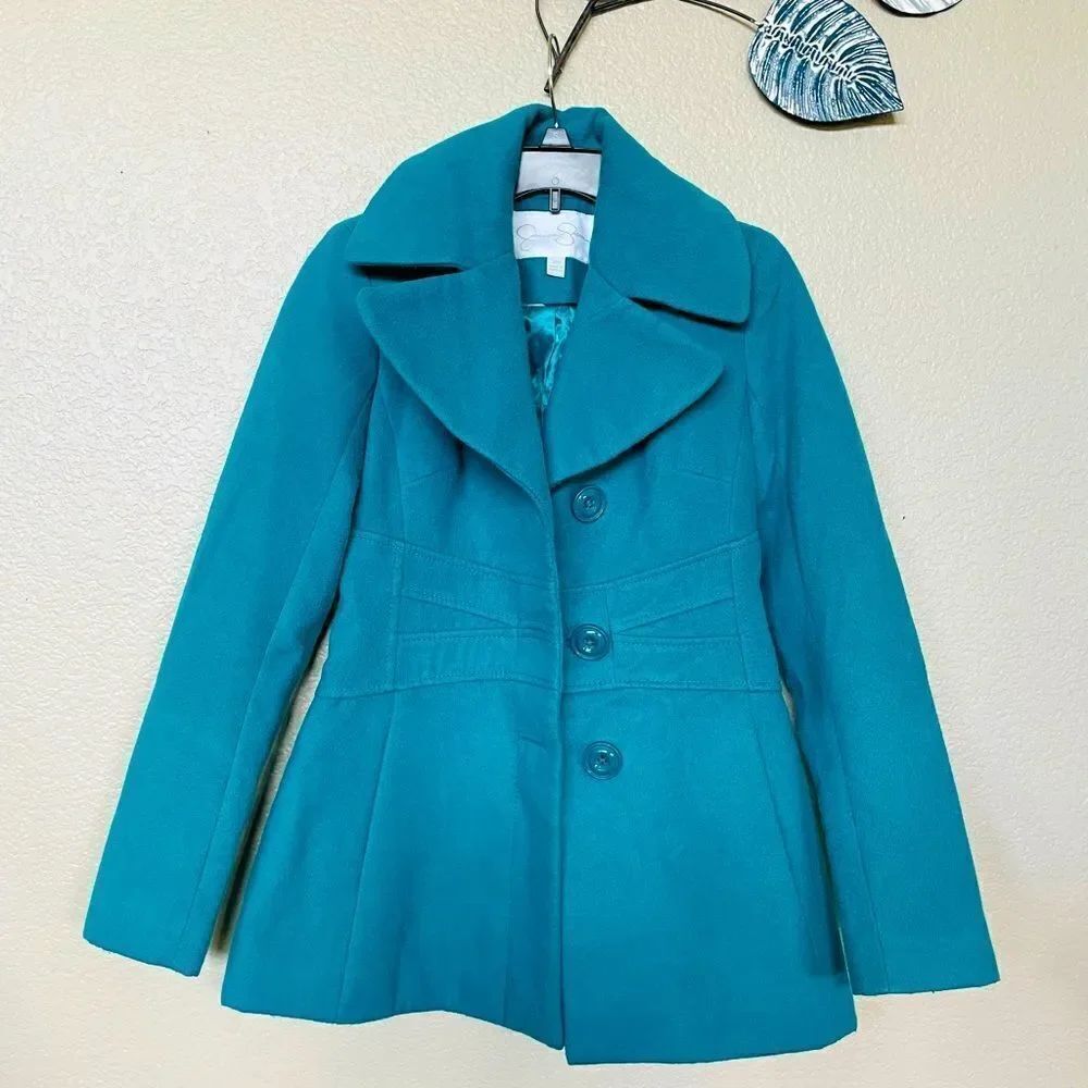 Jessica Simpson Turquoise Blue Winter Pea Coat XS